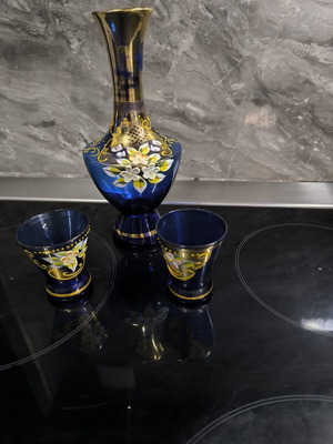Carafe with two glasses vintage used