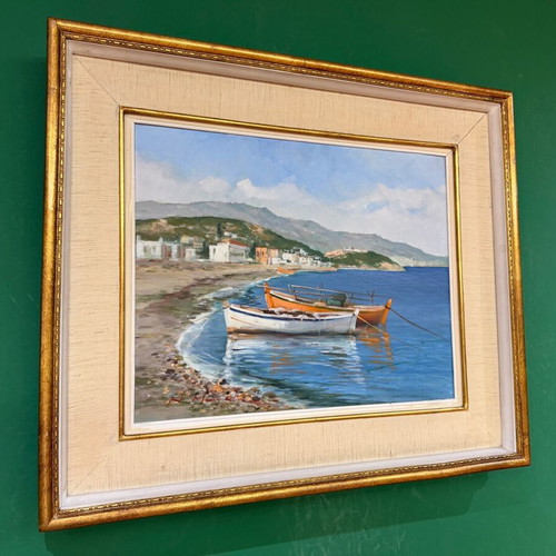 Έργο τέχνης Ν. Μανιάτης μεταχειρισμένο, θαλασσογραφία σε κορνίζα