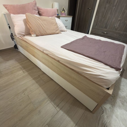 Handmade bed 120x190 with drawers and anatomical mattress like new