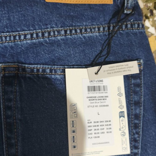 Only And Sons denim bermuda shorts, size L