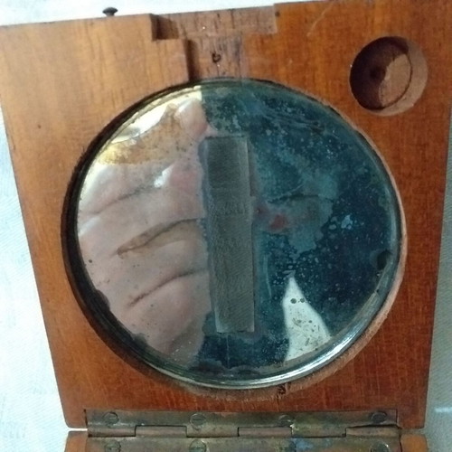 Collectible wooden topographic compass used Delagrave Paris