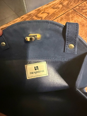 Πετριδης shoulder bag δερμάτινη μπλε σαν καινούργιο
