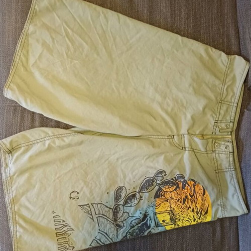 Admiral swim shorts like new, olive with skull design, size L