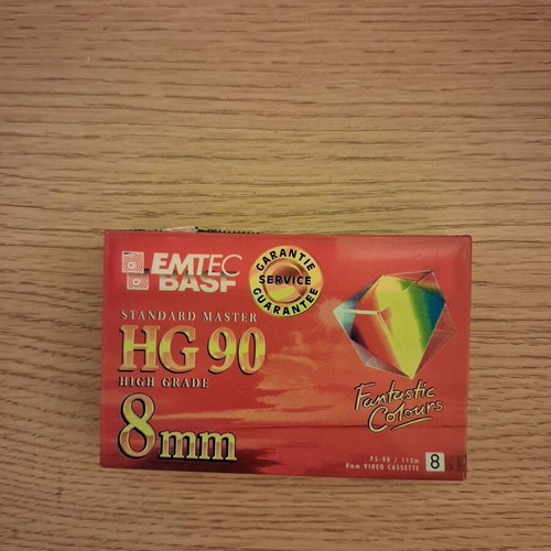 BASF 8mm HG 90 video cassette new, sealed