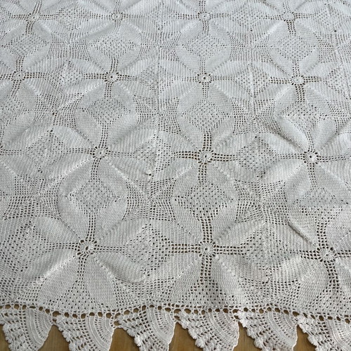 Handmade white knitted blanket quilt vintage used 1.80 x 1.34 m