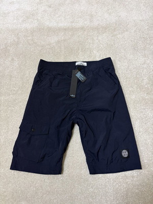 Stone Island men's nylon metal cargo shorts, size S, black