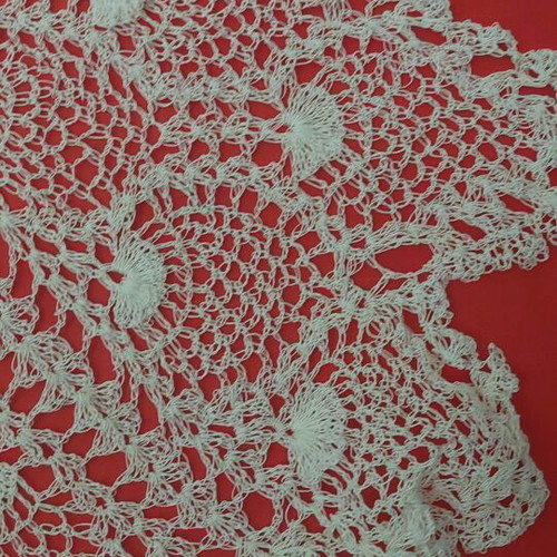 Handmade white crochet volan tablecloth 90x90 new, unused