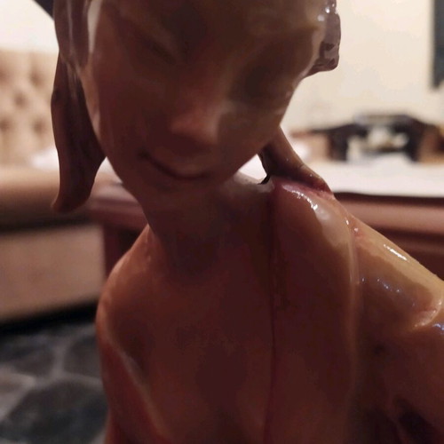 Decorative statue woman with lobster used, height 50 cm