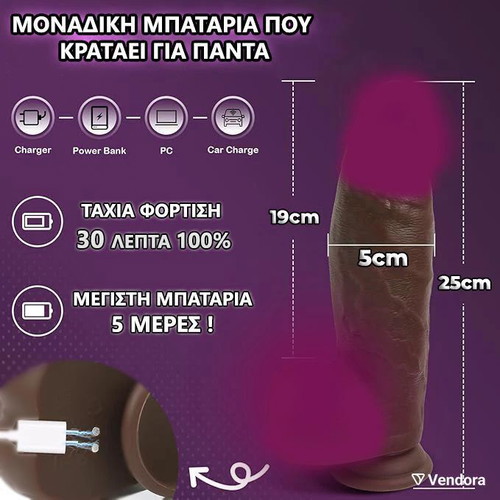 Ρεαλιστικός δονητής σιλικόνης με 10 δονήσεις και 360° περιστροφή G-Spot καινούργιο