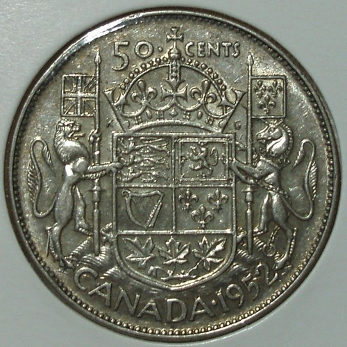 George VI 50 Canada Cents 1952 ασημένιο .800 μεταχειρισμένο