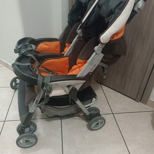 Peg Perego Aria twin stroller used, orange color