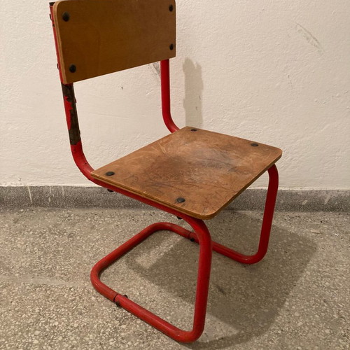 Children's chair from the 70s used, wood metal