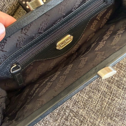 Folli Follie evening clutch 2 in 1 with detachable part, like new, black and silver