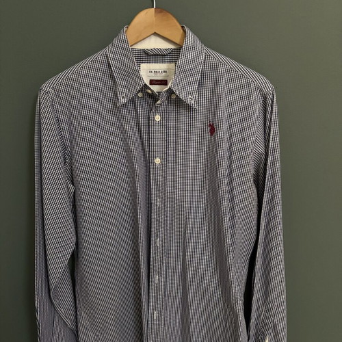 U.S. Polo Assn. Tom Shirt blue and white gingham check size M like new