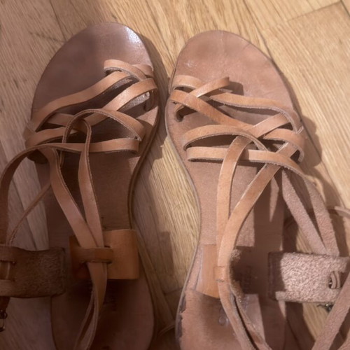 Ancient Greek leather sandals size 37 used, brown