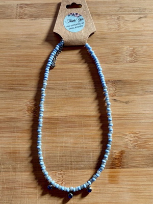 Necklace of Three Wishes like new with blue beads