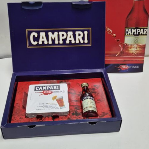 Campari collectible case with coaster and mini bottle new