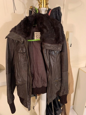 Kocca brown leather jacket new with natural fur
