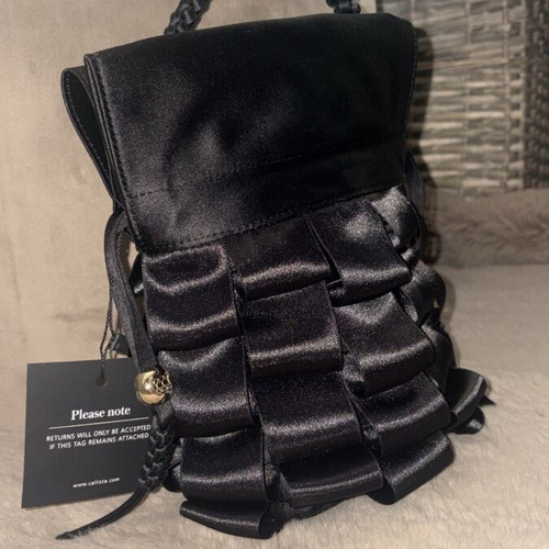 Callista black satin bucket bag new with tags