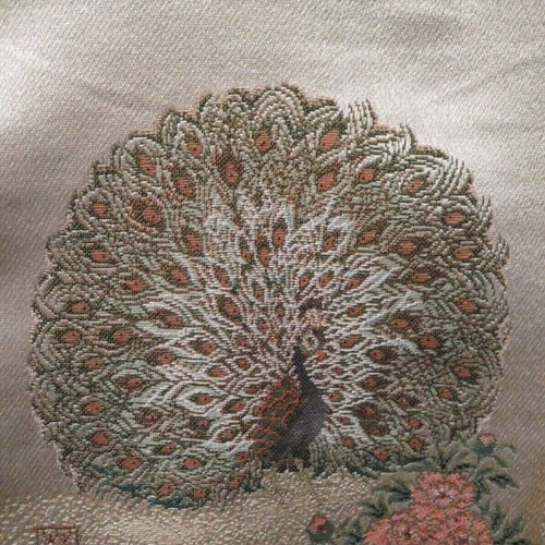 Japanese Wall Hanging Calendar 1990 vintage with Peacock and Flowers used