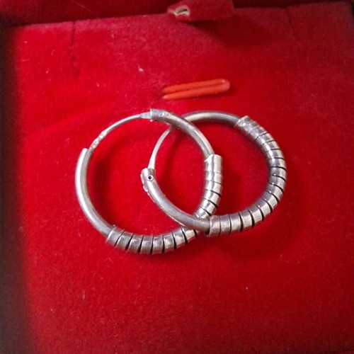 Silver earrings used, hallmarked