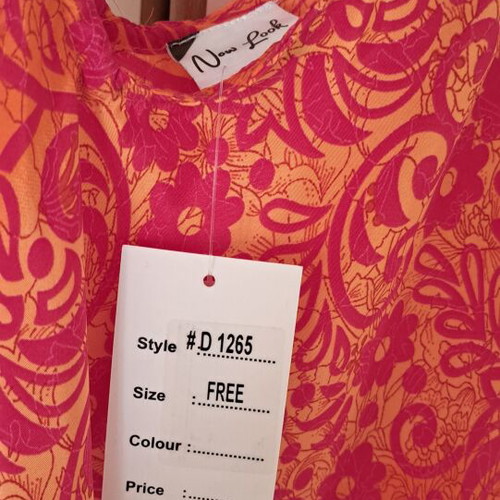 Silk dress size M new, colorful orange