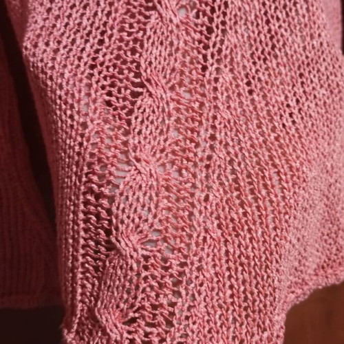 Knitted summer sweater coral color size S like new
