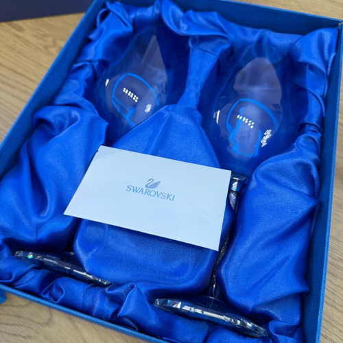 Swarovski wine glass set for two new