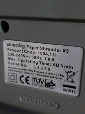 Document shredder used