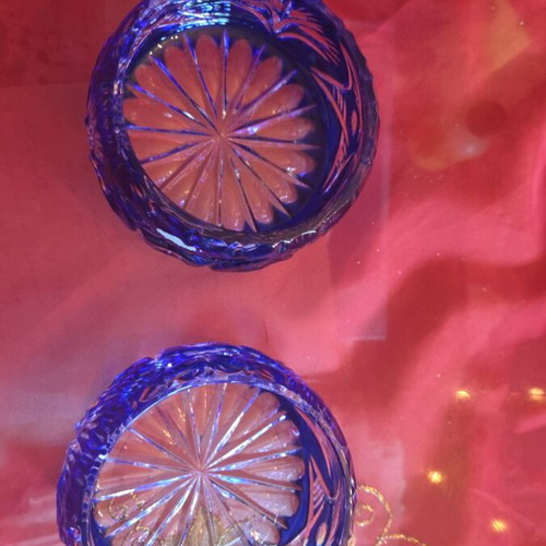 Crystal bowls electric blue for nuts, new
