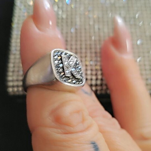 Sevalier ring new 750 K gold-plated with letter K monogram