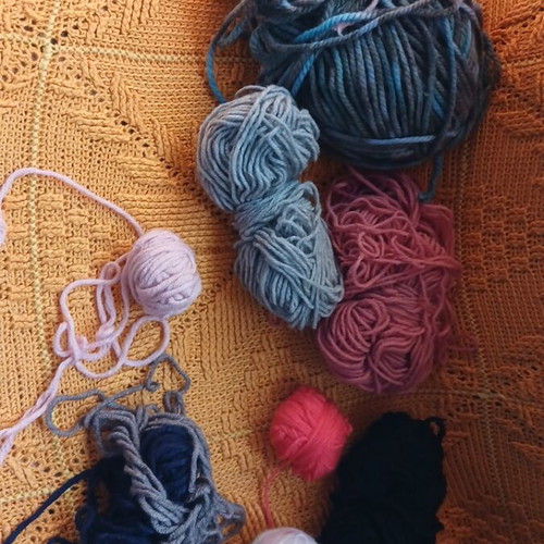 Knitting yarn balls used, assorted colors
