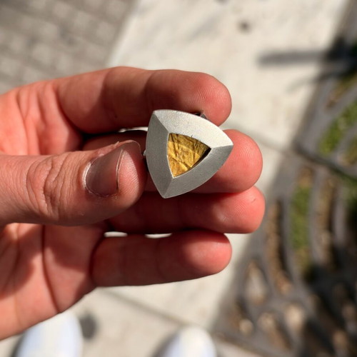 Silver gold ring 950/24k used, size 16/56