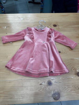 Pink velour dress for 3-6 months, new