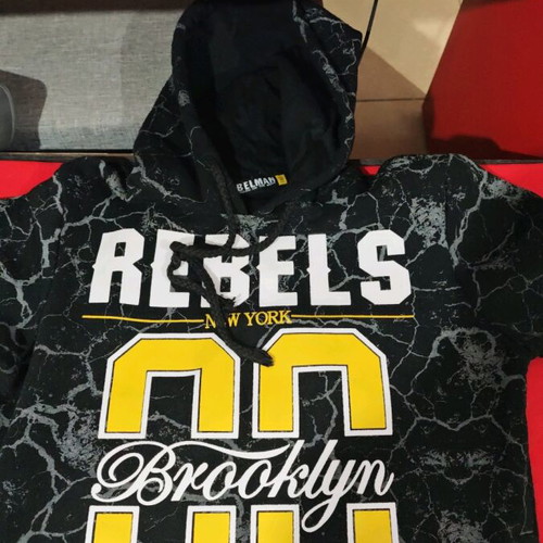 Helman Rebels Brooklyn Streetwear Hoodie used, black and yellow, size M
