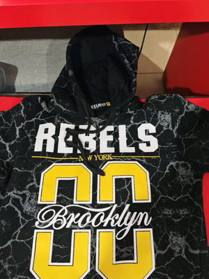 Helman Rebels Brooklyn Streetwear Hoodie used, black and yellow, size M