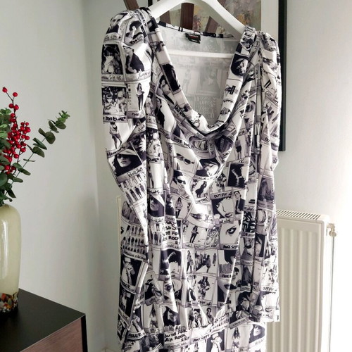 Miss Sixty dress like new, mini with puffed shoulders and draped neckline