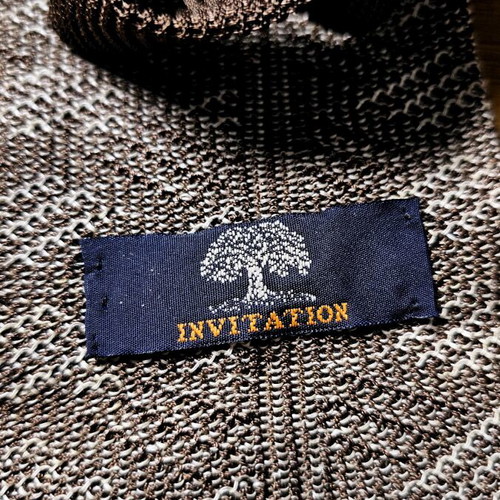 Invitation knitted tie new, vintage '90, linen, brown and beige