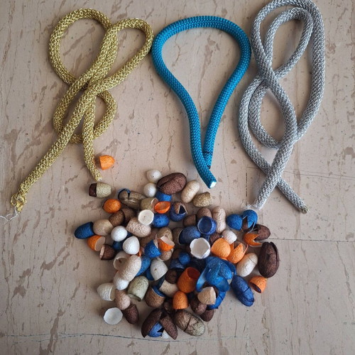 Craft Materials Set for Necklace Making with Silk Cocoon Beads, New