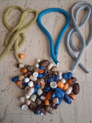 Craft Materials Set for Necklace Making with Silk Cocoon Beads, New