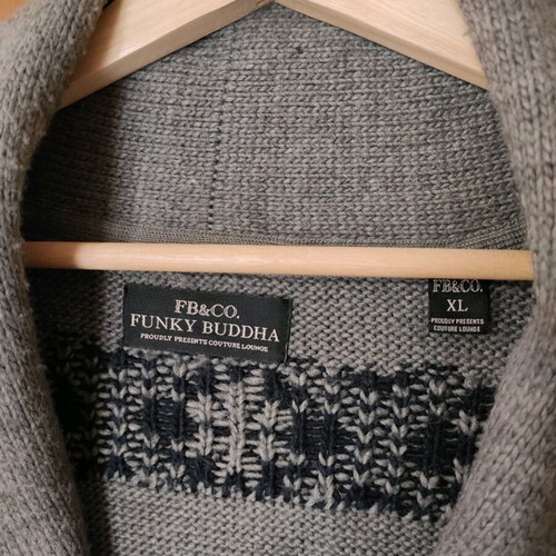 Funky Buddha knitted cardigan grey like new, size XL