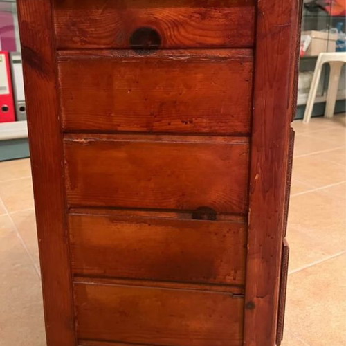 Nightstand solid wood with three drawers like new, dark brown