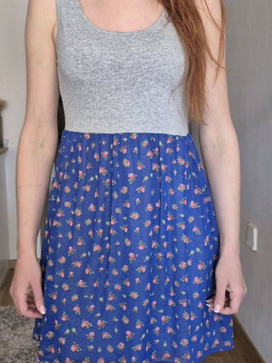 Short dress new, gray and blue