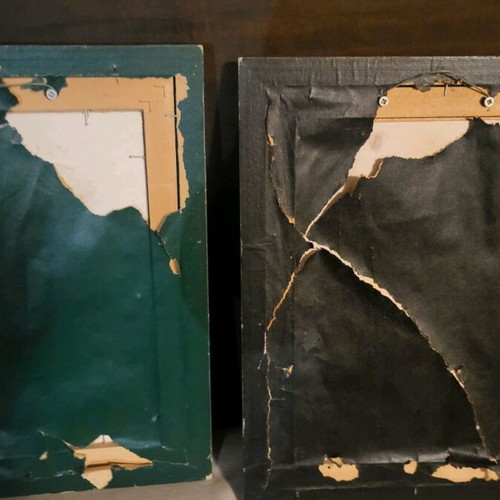 Set of 2 oil paintings by E. Karatsou used, 1992