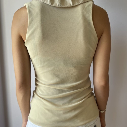Blouse-Top With Basque Like New, Beige, Size S