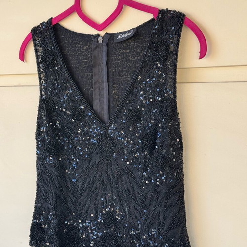 Nostalgia vintage black sequin and beaded top like new, size L