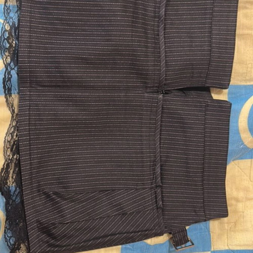 Morgan Mini Skirt Black Striped Silver With Lace Like New Medium
