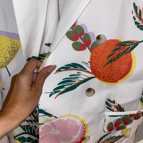 Blazer with fruit pattern new, white multicolor