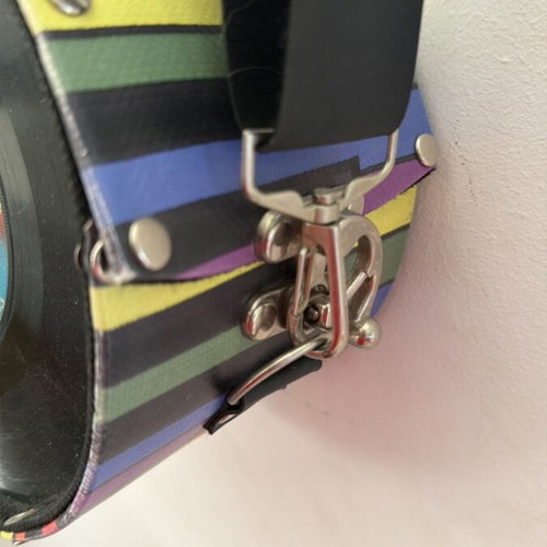 Vintage unique crossbody bag, black and colorful
