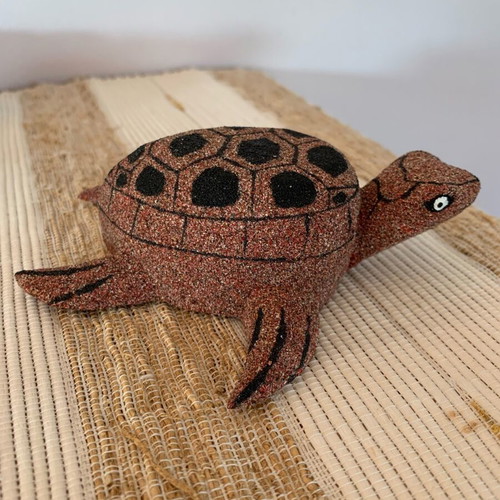 Decorative turtle 12 cm new, handmade from wood and colored sand
